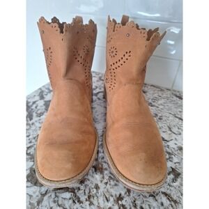 Anthropologie Miss Albright leather buckle ankle ruffle bootie Boho‎ Western 9B